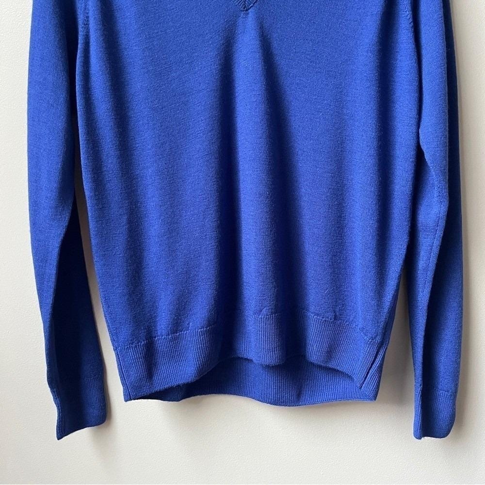 Vintage Sweater Women's L Wool Royal Blue New Deadstock Scottish Preppy Classic - Picture 6 of 12